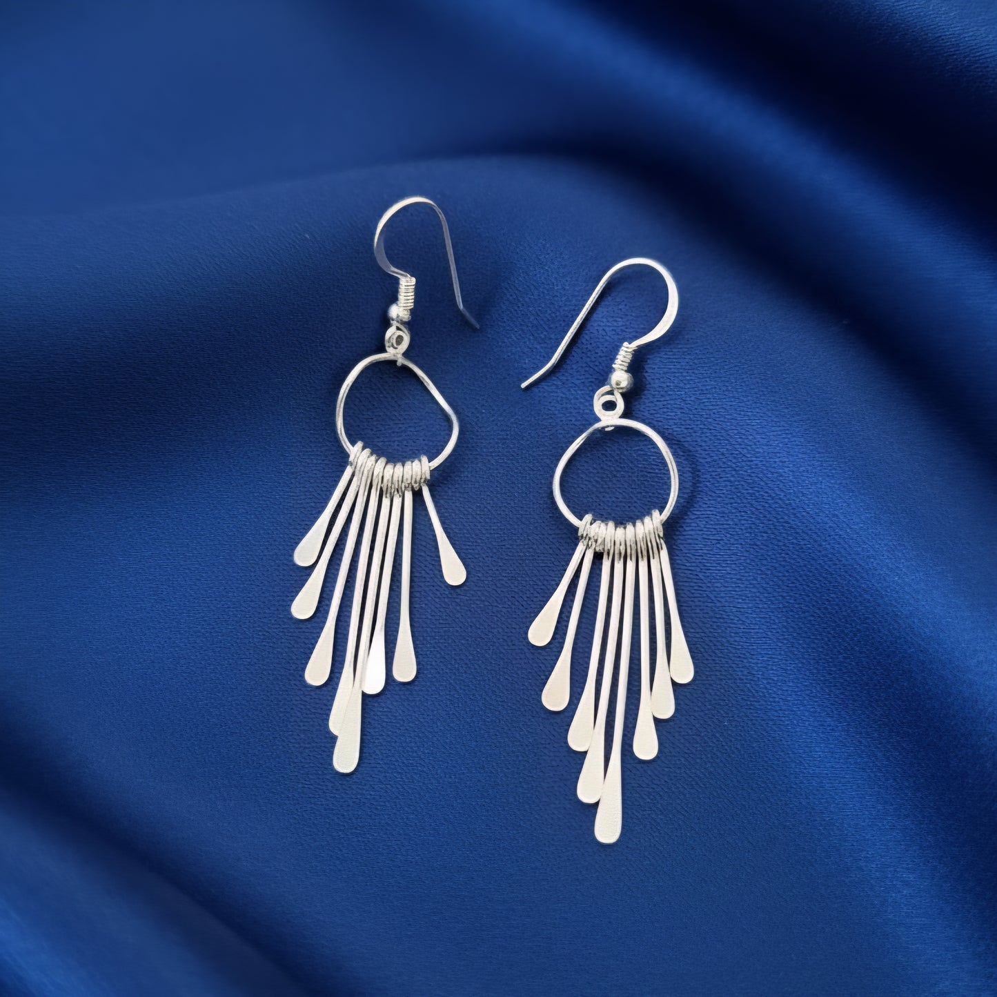 Handmade Sterling Silver Fan Drop Earrings | Boho Chic Dangle Earrings | Lightweight Artisan Jewelry for Women