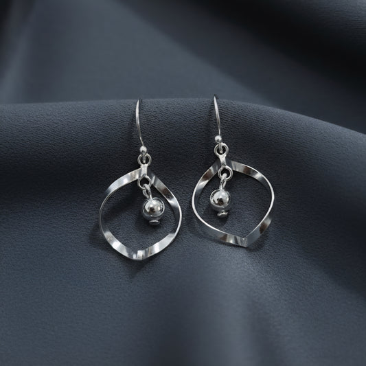 Twist Sterling Silver Drop Earrings | Handmade Modern Dangle Earrings | Elegant Silver Jewelry for Women | Artisan Gift