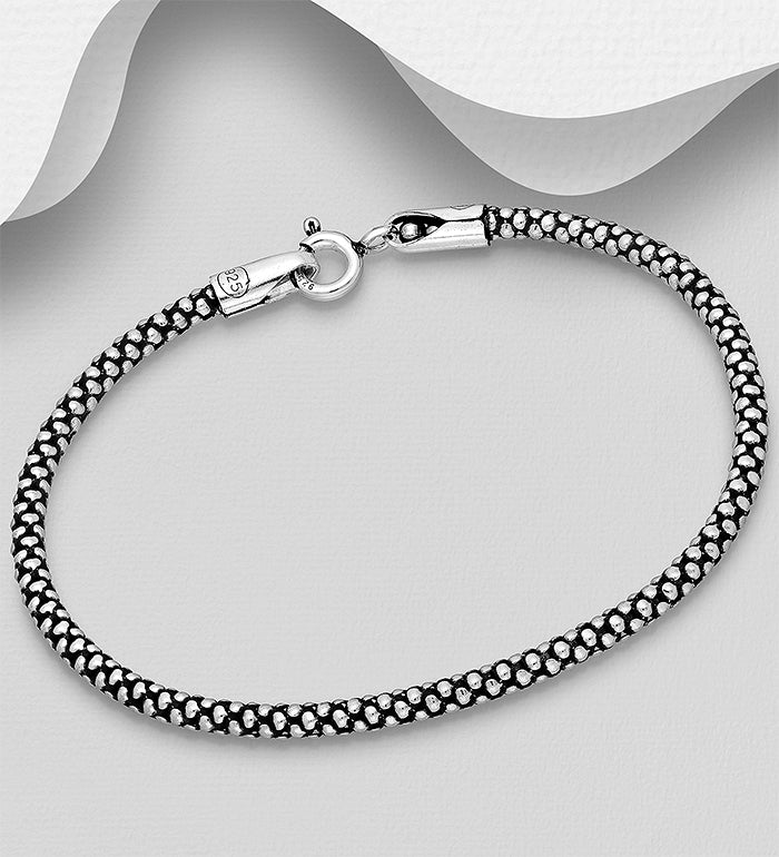 Sterling Silver 925 Popcorn Chain Bracelet for Men & Women