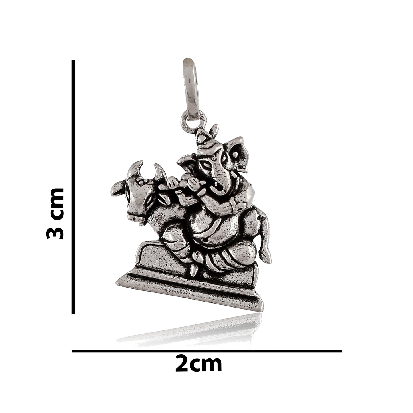 Sterling Silver 925 Cow Krishna Ganesha Pendant For women And Men (4.7gm)