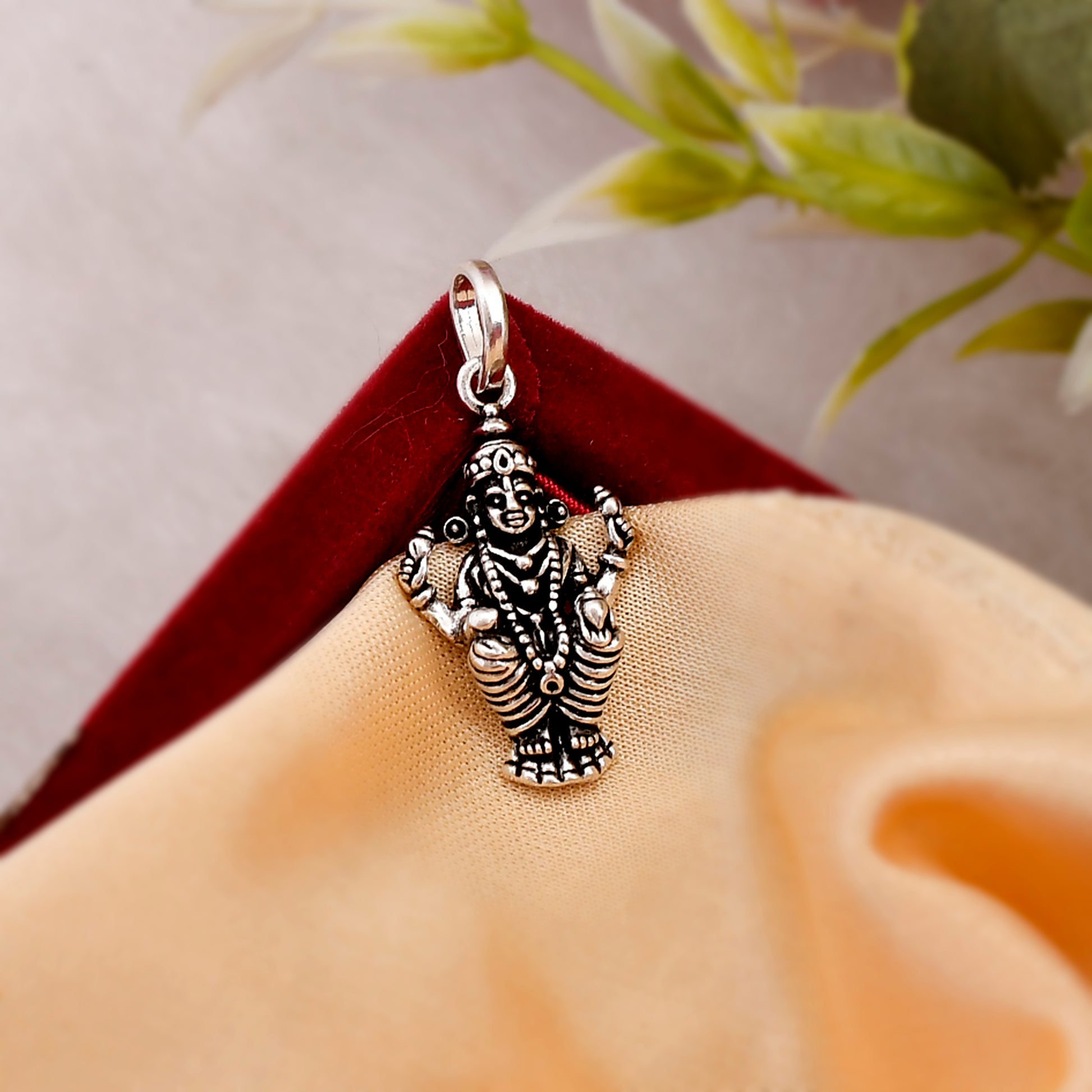 Lord Ayyappan Pendant Locket in Oxidized Silver Spiritual