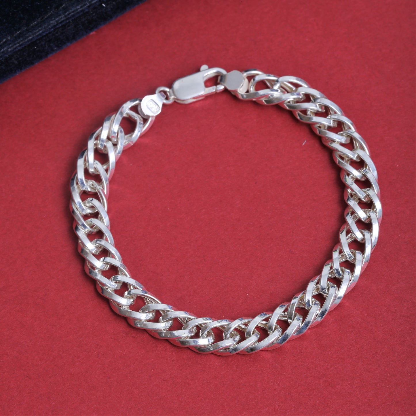 925 Sterling Silver Bracelet - Hollow Cuban Chain Bracelet - Length 8.5 Inches -Handmade Bracelet For Men