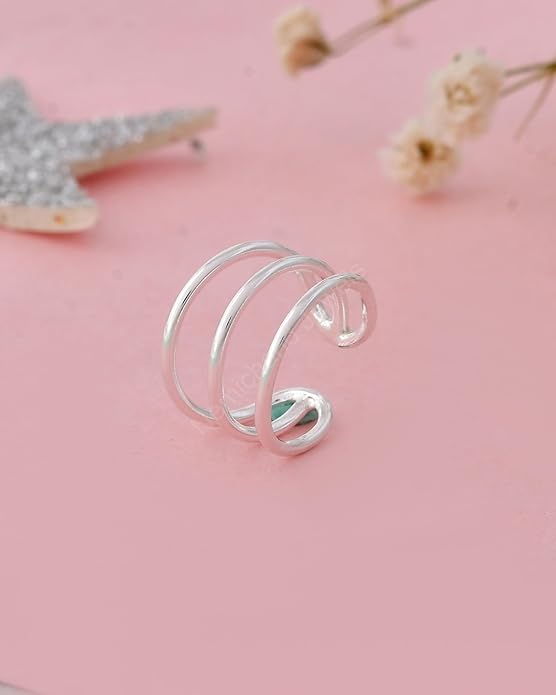 925 Sterling Silver Clip-On Non-Pierced Ear Cuff For Women & Girls (1pc)