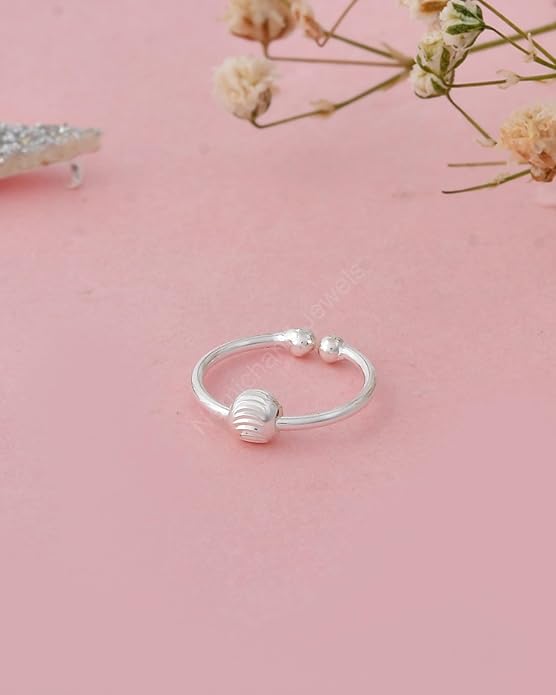 Pure 925 Sterling Silver Clip-On Nose Ring with Textured Bead Septum Nose Ring/Nose Pin Simple Tiny Hoop for Women & Girls (No Piercing Required)