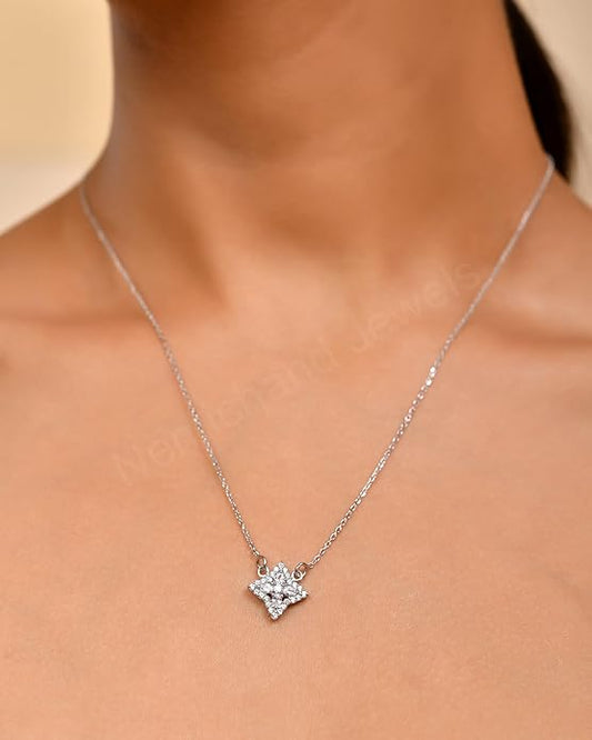 925 Sterling Silver Starlight Cluster Pendant Chain Necklace for Women and Girls