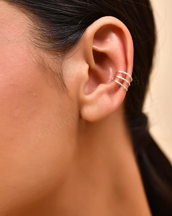 925 Sterling Silver Clip-On Non-Pierced Ear Cuff For Women & Girls (1pc)