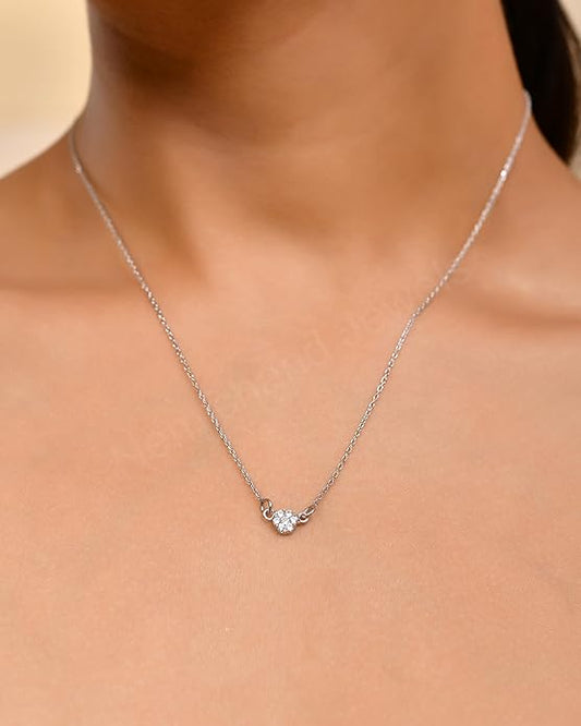 925 Sterling Silver Single Floral Pendant Chain Necklace for Women and Girls