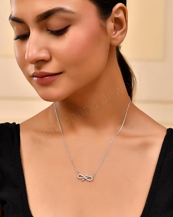 925 Sterling Silver Infinity Arrow Pendant Chain Necklace for Women and Girls