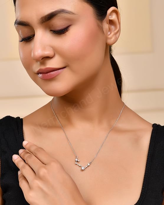 925 Sterling Silver Zodiac Star Pendant Chain Necklace for Women and Girls