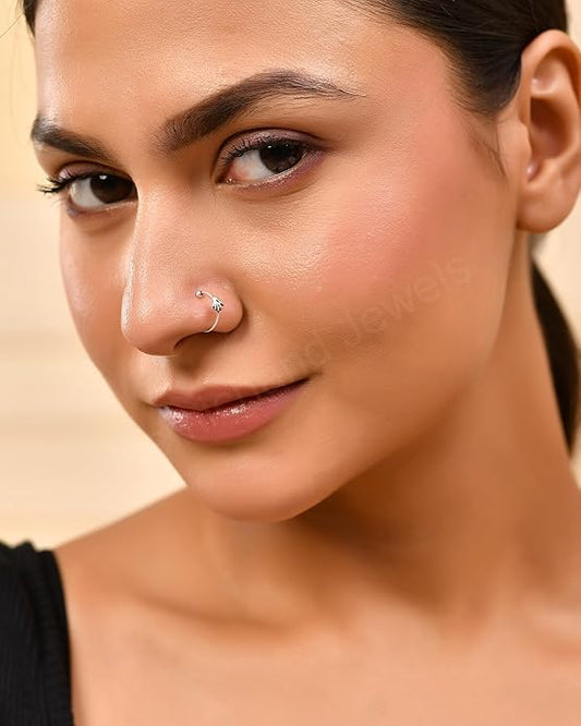 925 Sterling Silver Hand Nose Ring & upper helix earring For Women (10mm- 1PC)