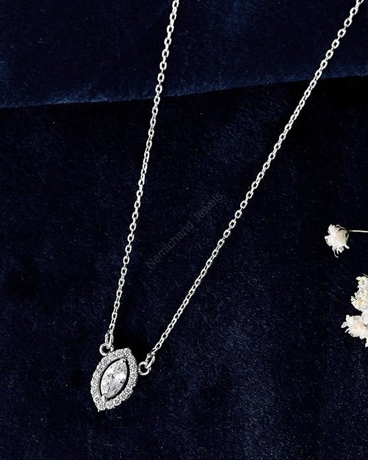 925 Sterling Silver Marquise Pendant Necklace for Women & Girls