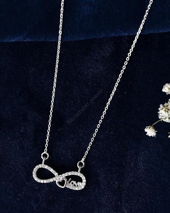 925 Sterling Silver Infinity Love Pendant Chain Necklace for Women and Girls