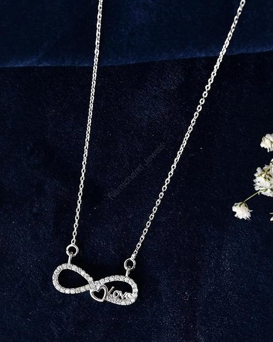 925 Sterling Silver Infinity Love Pendant Chain Necklace for Women and Girls