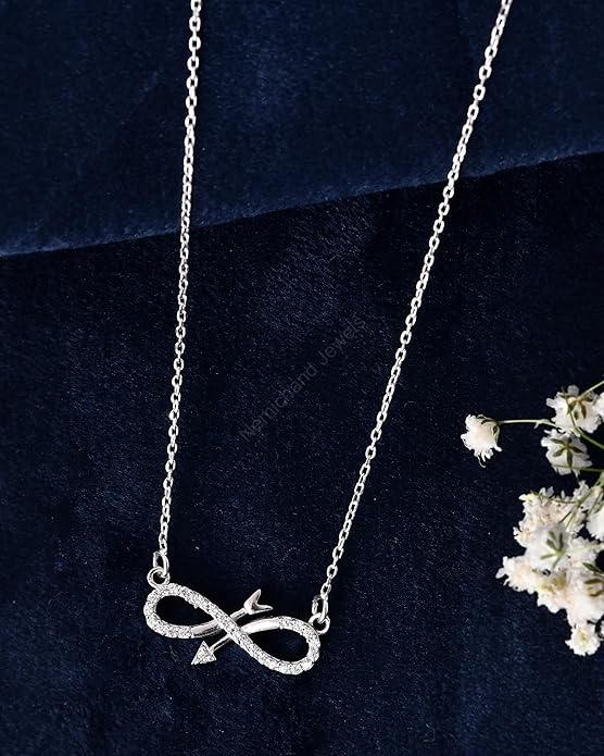 925 Sterling Silver Infinity Arrow Pendant Chain Necklace for Women and Girls