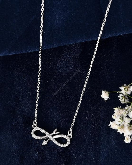 925 Sterling Silver Infinity Arrow Pendant Chain Necklace for Women and Girls