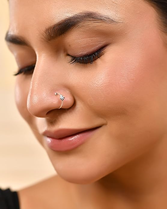 925 Sterling Silver Hand Nose Ring & upper helix earring For Women (10mm- 1PC)