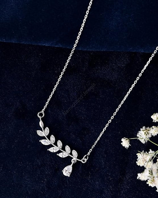 925 Sterling Silver Nature’s Grace Leaf Pendant Chain Necklace for Women and Girls