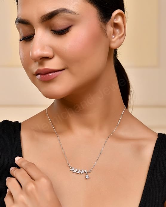 925 Sterling Silver Nature’s Grace Leaf Pendant Chain Necklace for Women and Girls