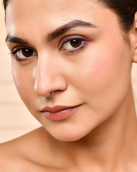 Pure 925 Sterling Silver Bohemian Clip On Septum Nose Ring/Nose Pin Simple Tiny Hoop for Women & Girls (No Piercing Required)