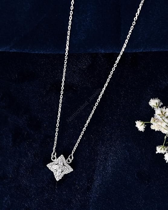 925 Sterling Silver Starlight Cluster Pendant Chain Necklace for Women and Girls