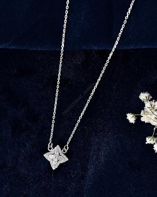 925 Sterling Silver Starlight Cluster Pendant Chain Necklace for Women and Girls