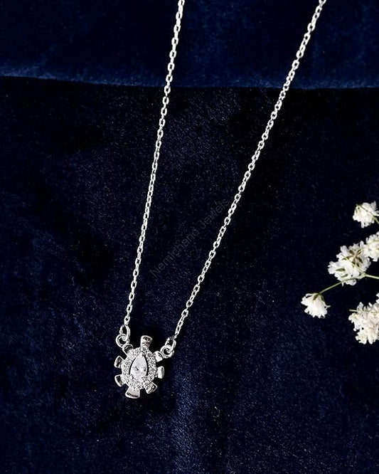 925 Sterling Silver Halo Spark Pendant Chain Necklace for Women and Girls