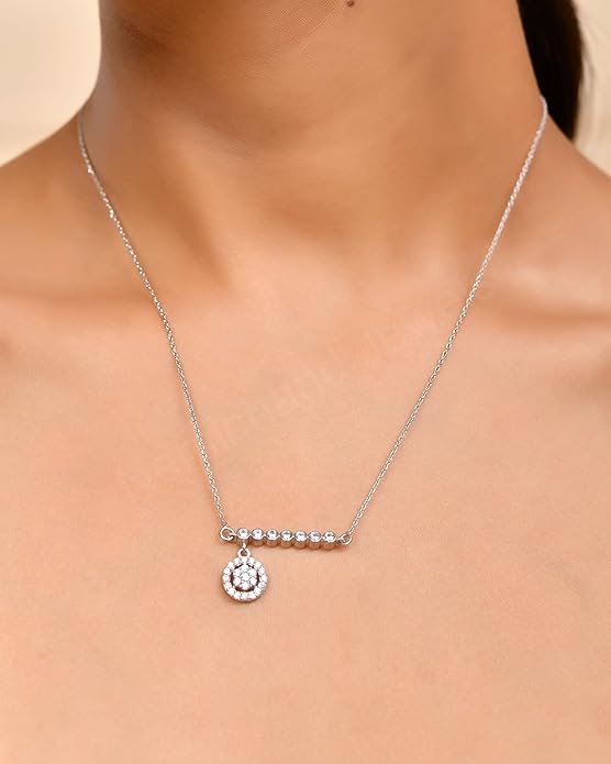 925 Sterling Silver CZ Pendant Necklace for Women & Girls – Dainty Chain, Lightweight, Gift-Ready