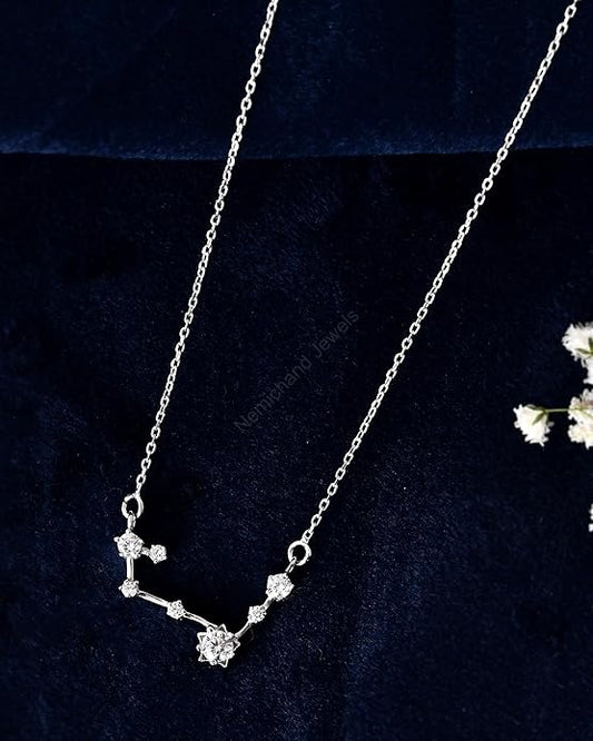 925 Sterling Silver Zodiac Star Pendant Chain Necklace for Women and Girls