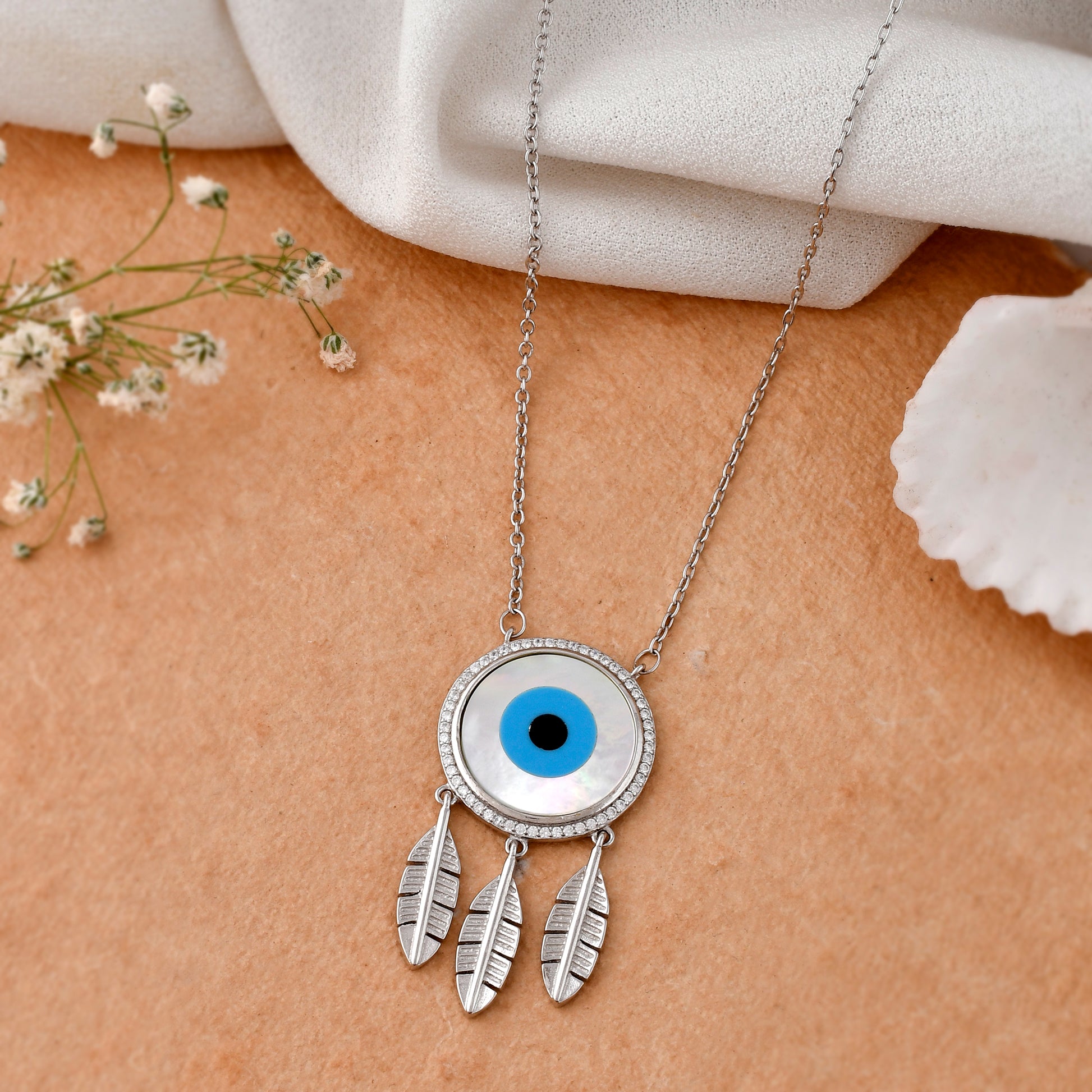 silver evil eye necklace