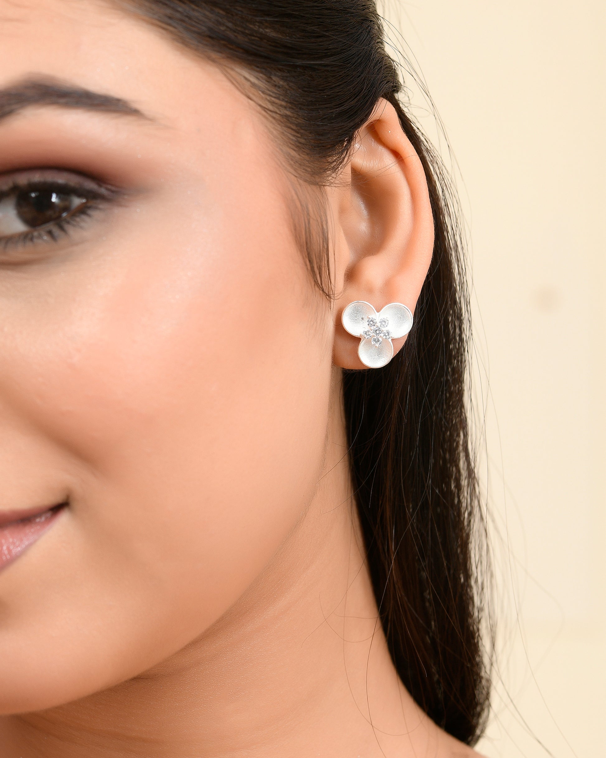 cz earring stud silver 