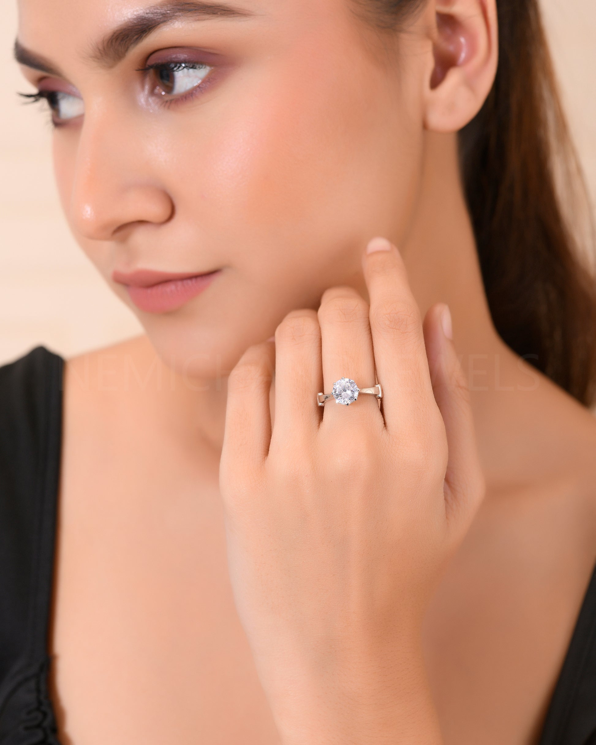 silver adjustable diamond ring