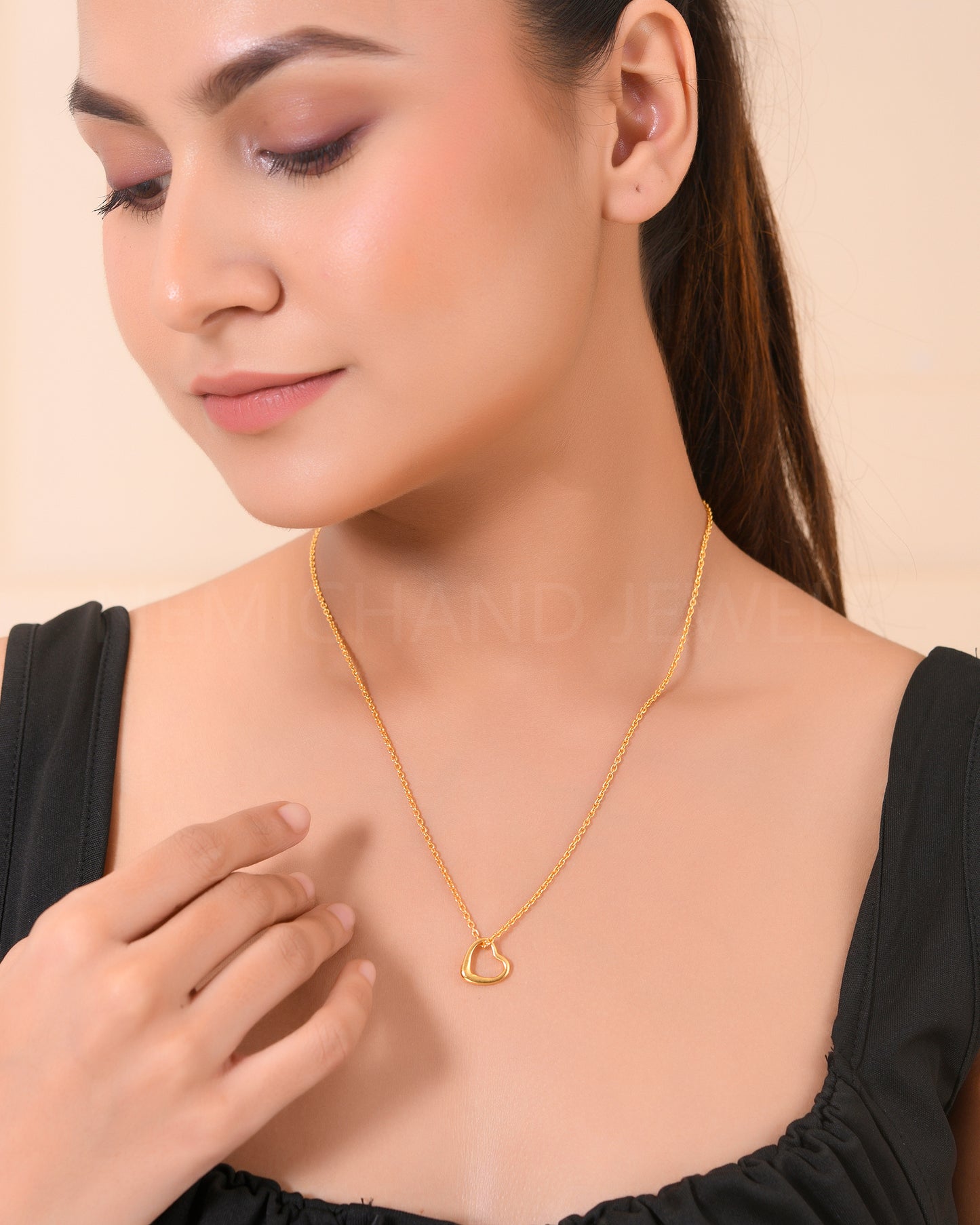 gold plated silver heart necklace