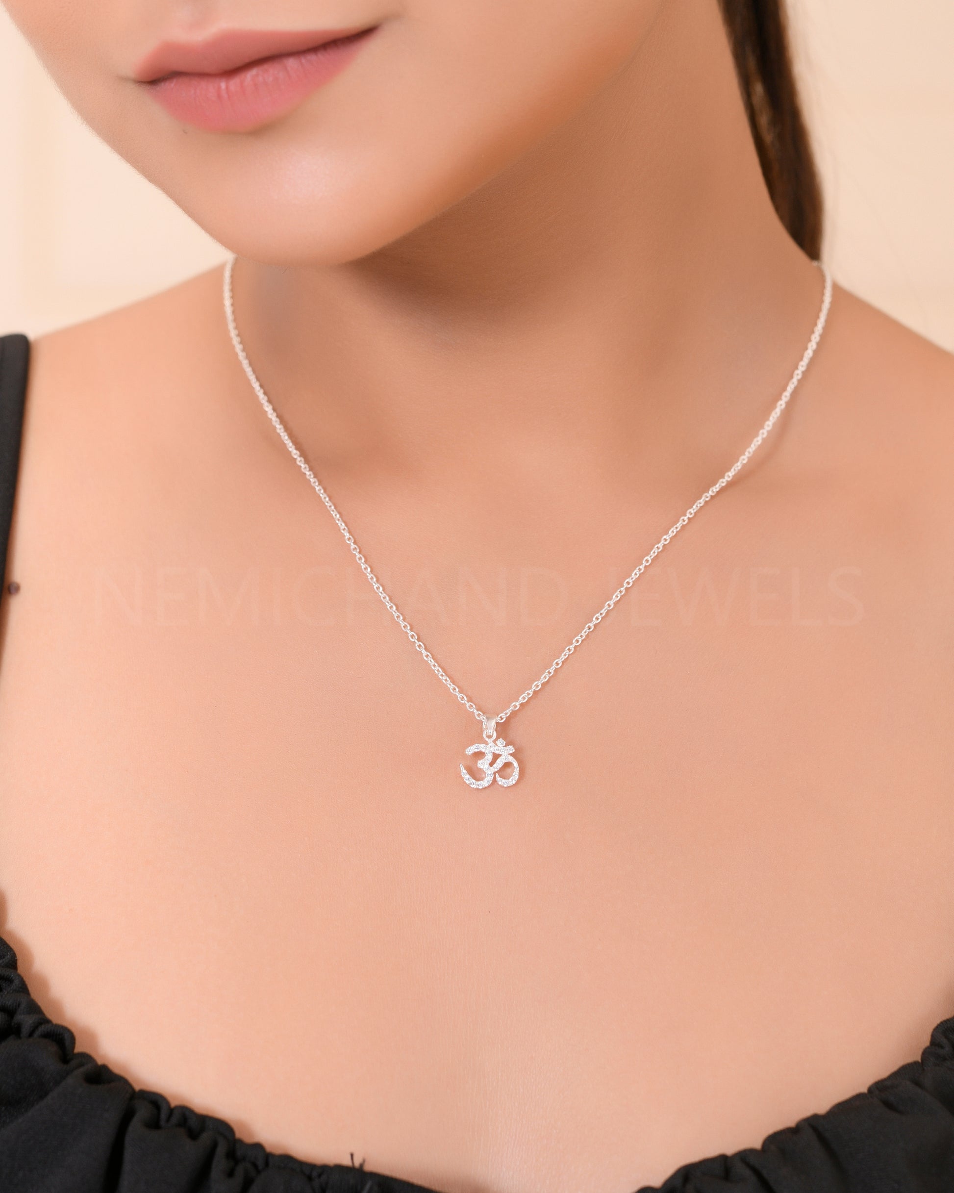 cz om necklace pure silver