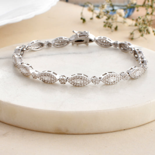 Sterling Silver 925 Stone-Studded Bracelet For Women