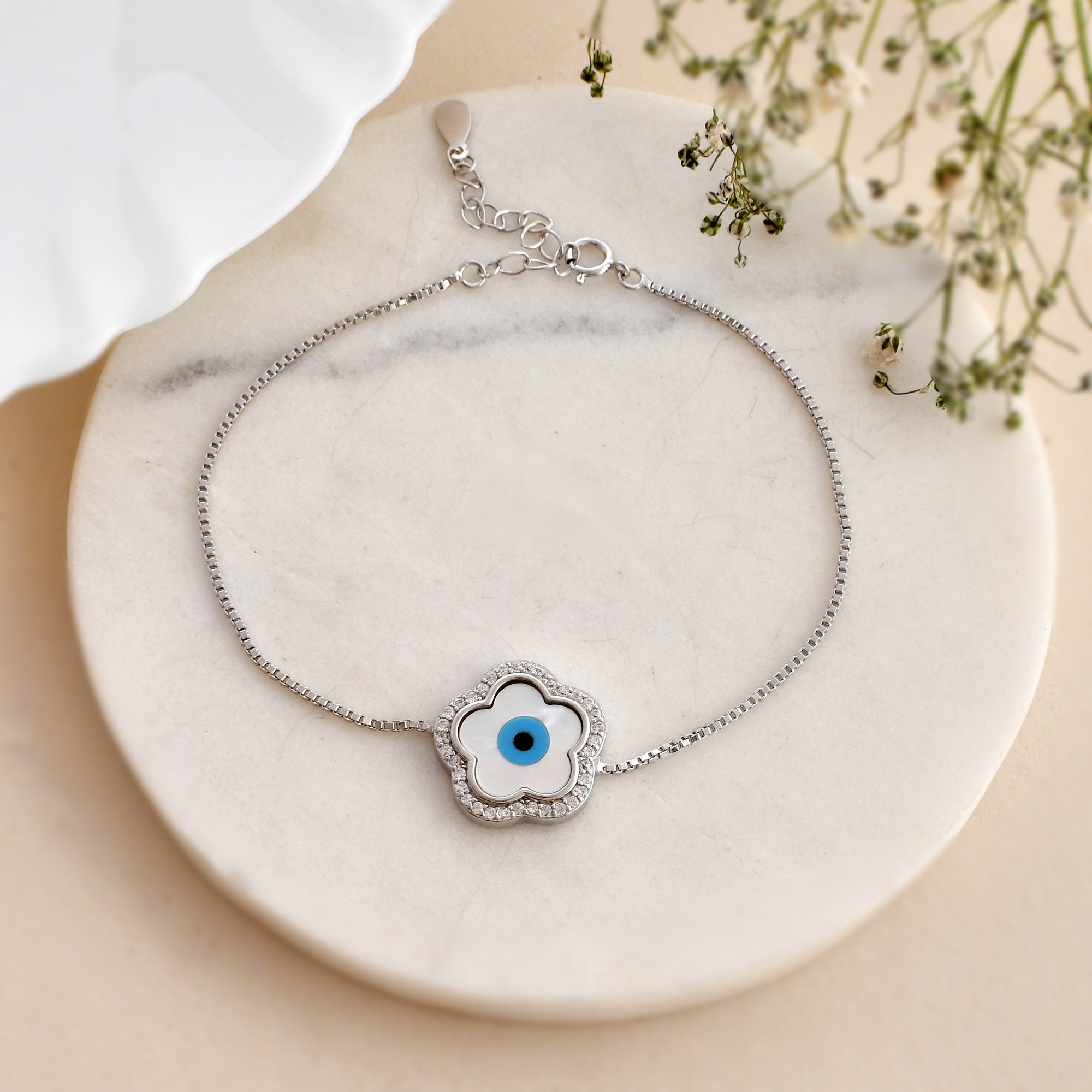 Evil eye deals bracelet real silver