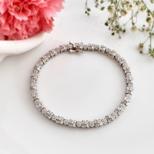 diamond kada bangle silver