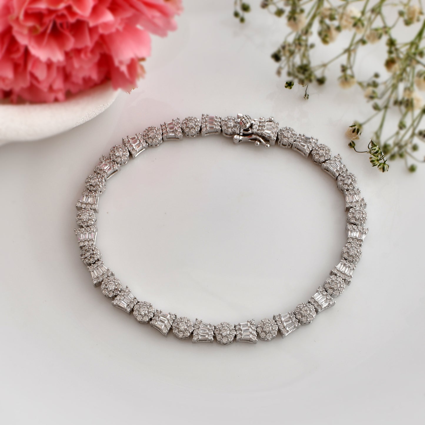 Sterling Silver 925 Stone-Studded Bracelet For Women