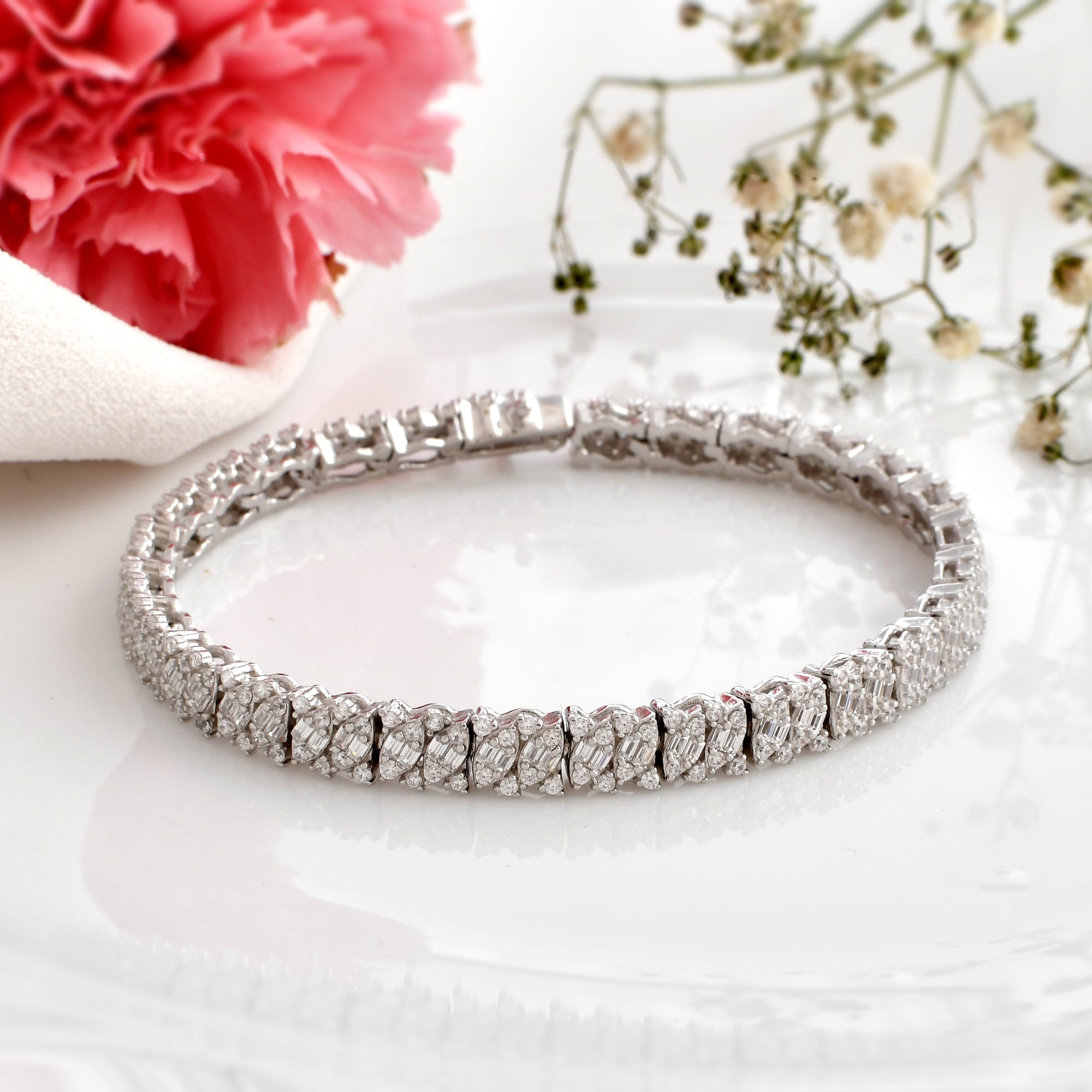 14kt White Gold Womens Round Diamond Tennis Bracelet 8-3/8 Cttw – Jewelry  Outlet