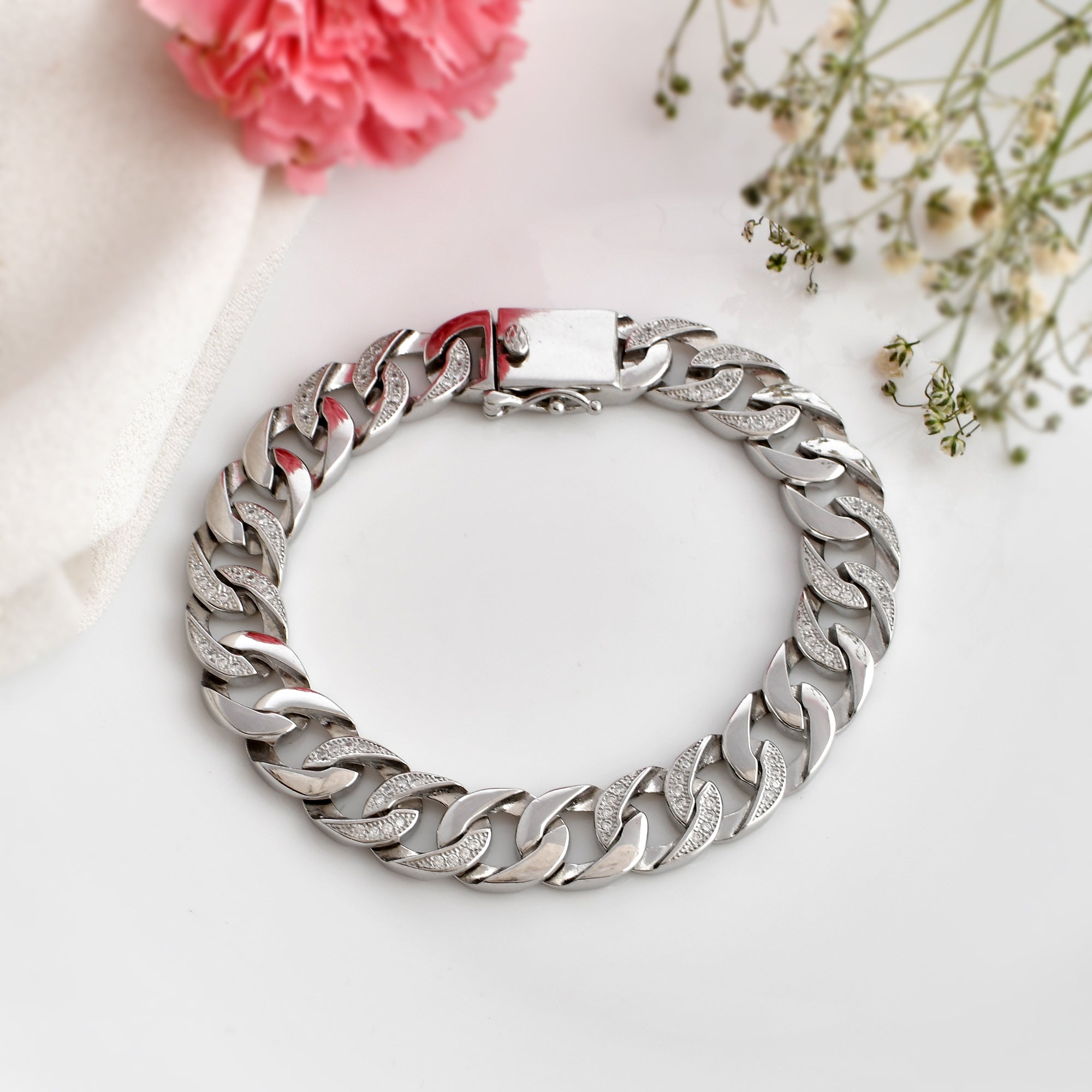 Silver Bracelet for Men - Boyfriend Gift - Mens Cuff - Nadin Art Design -  Personalized Jewelry
