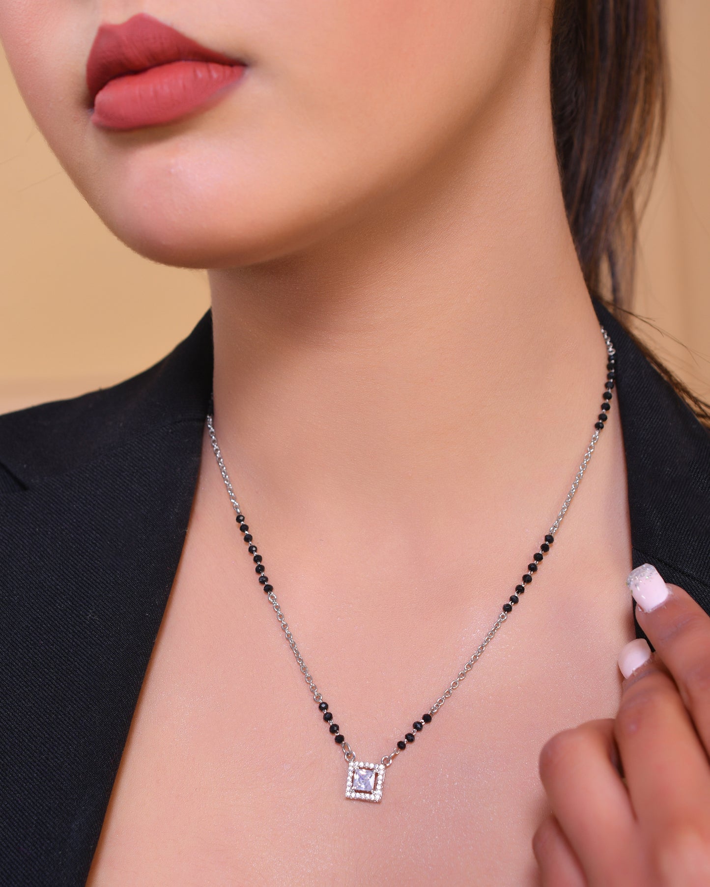 diamond mangalsutra silver