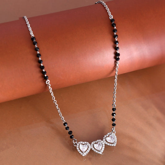 heart pendant mangalsutra silver