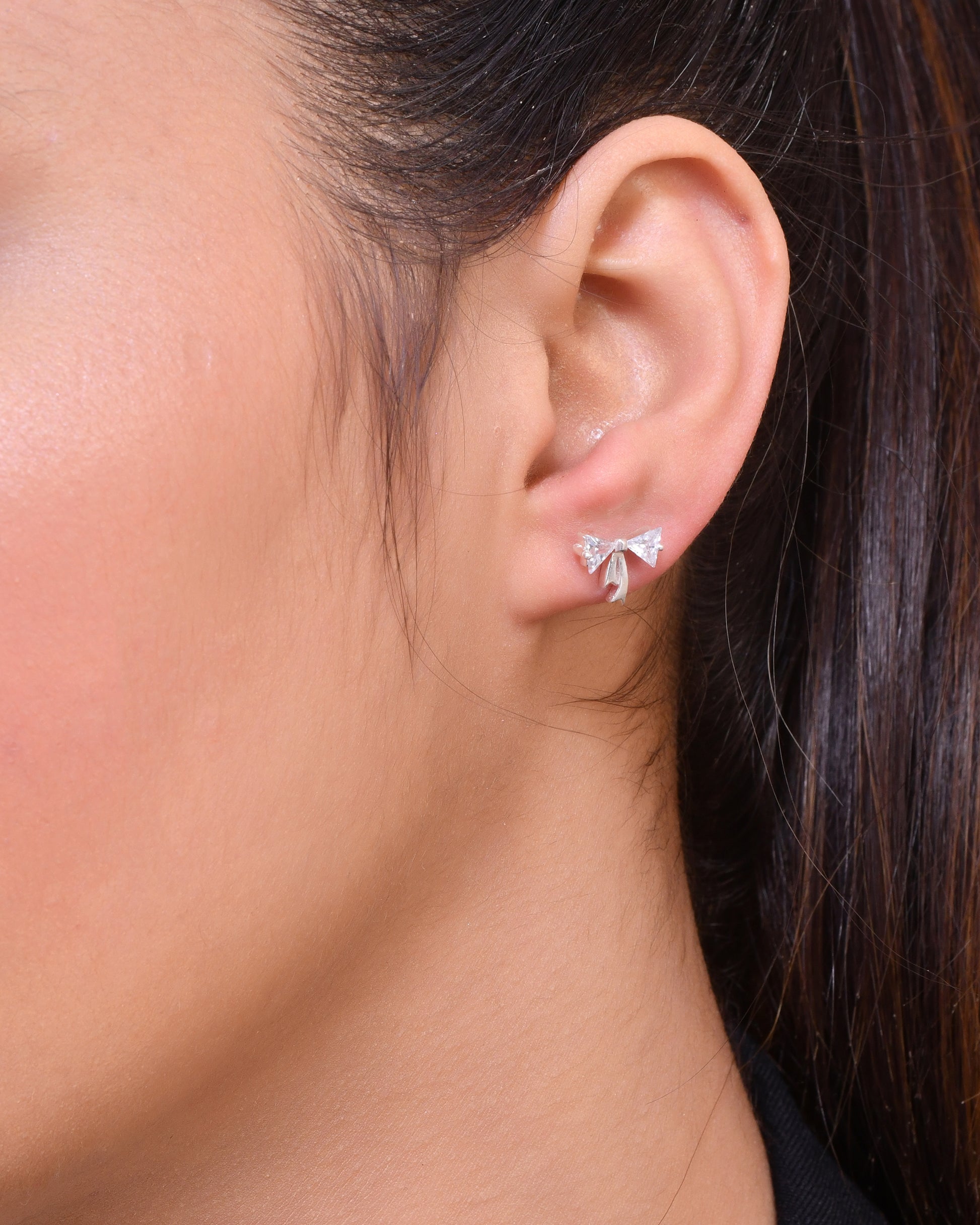 silver earring stud women