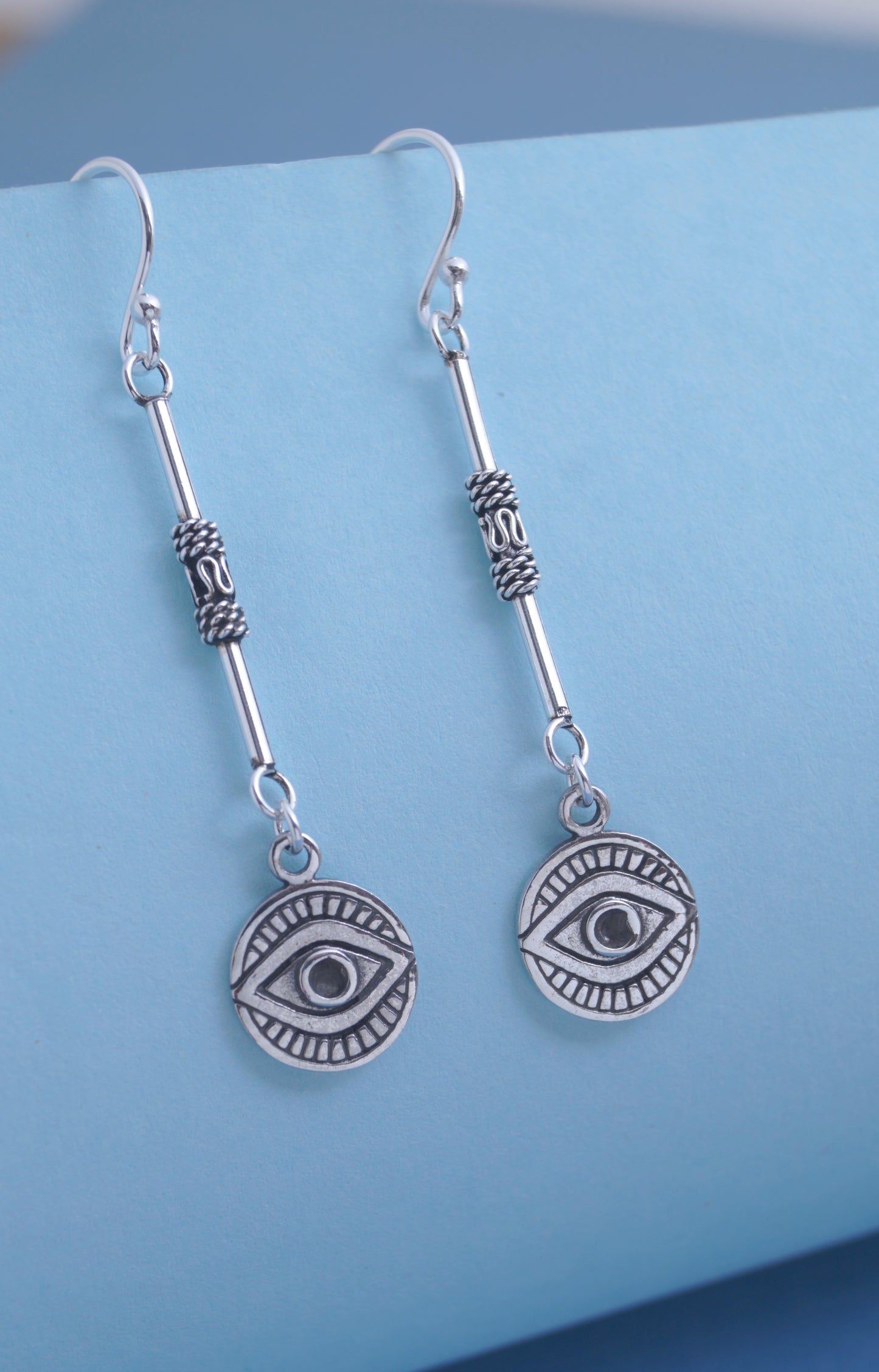 925 Sterling Silver Evil Eye Drop Earrings For Women & Girls