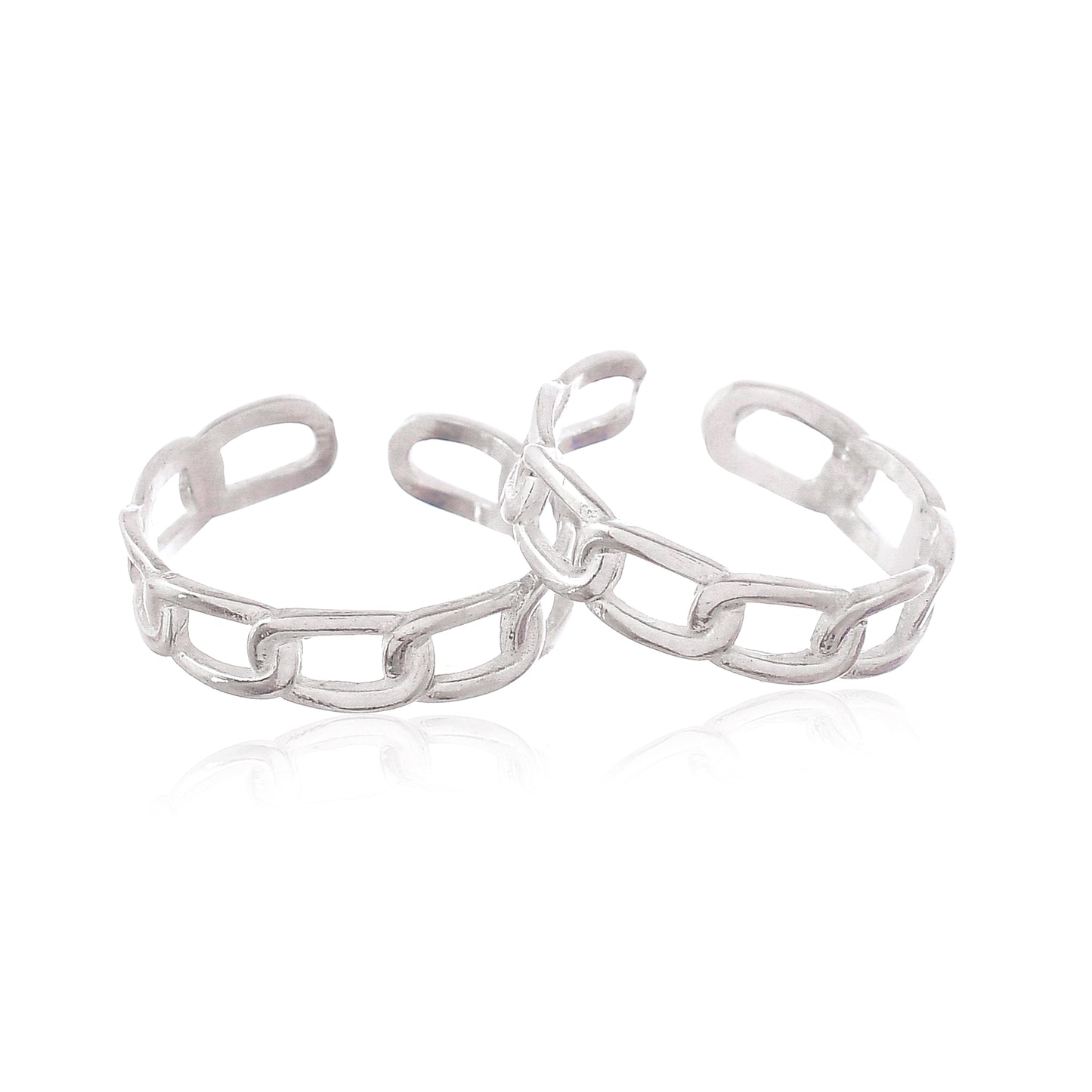 925 Sterling Silver Curb Toe Rings For Women (Free Size)