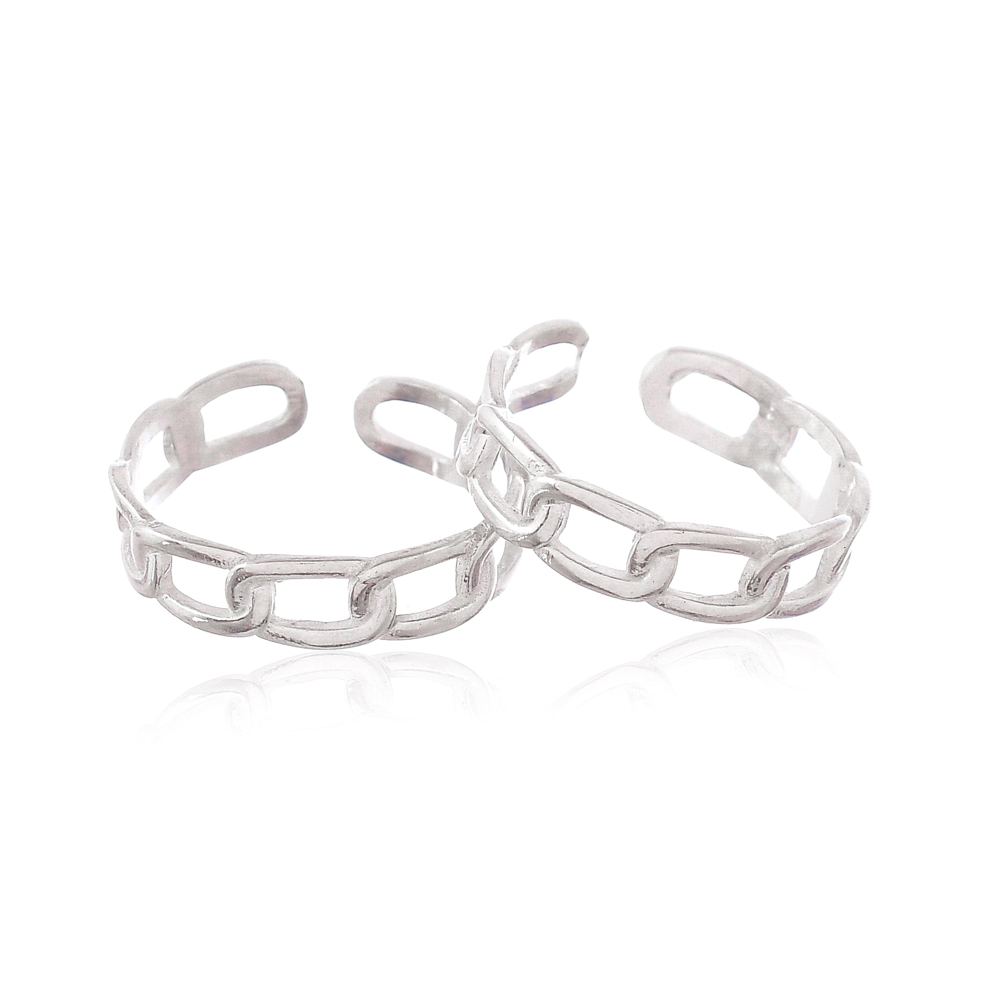 925 Sterling Silver Curb Toe Rings For Women (Free Size