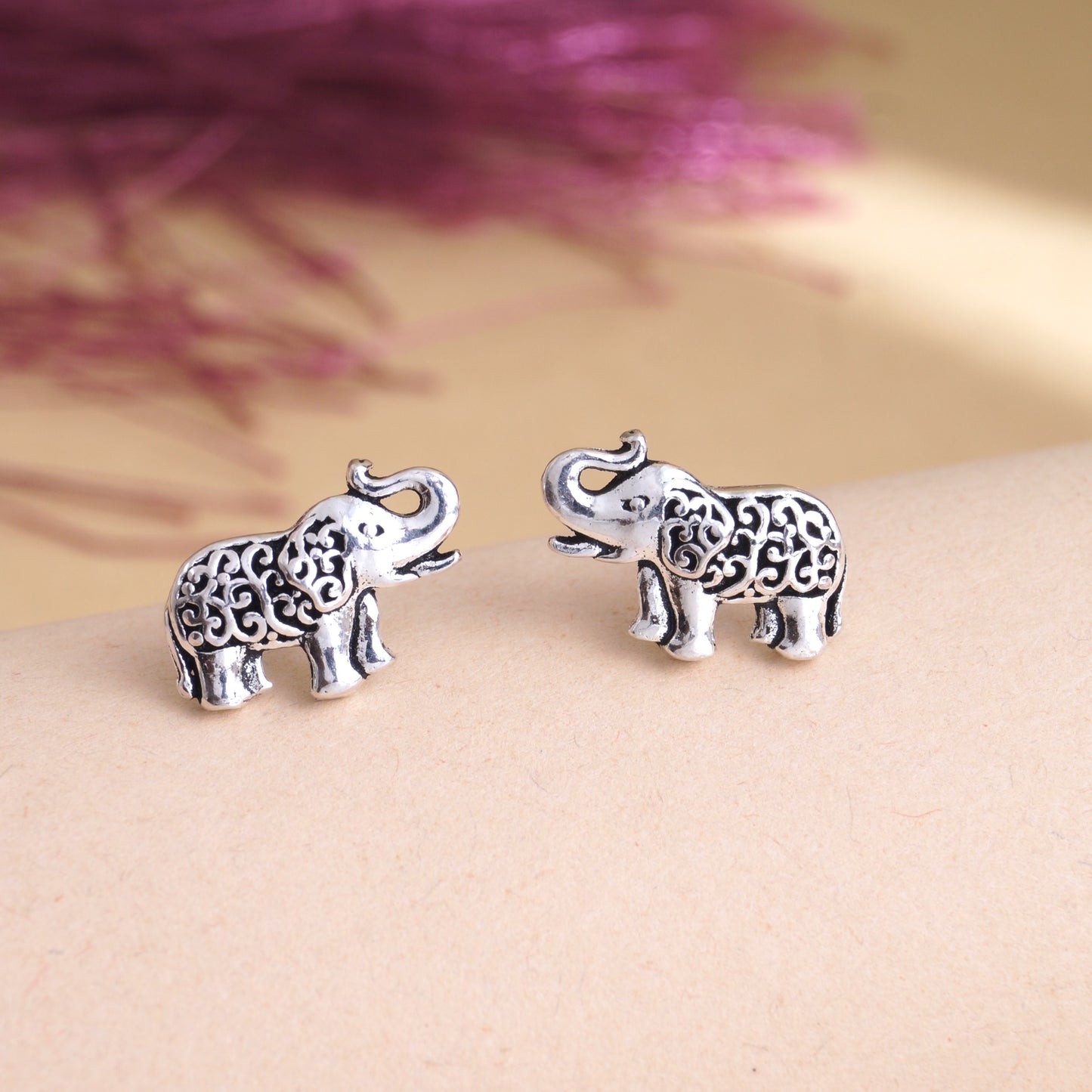 elephant earring silver