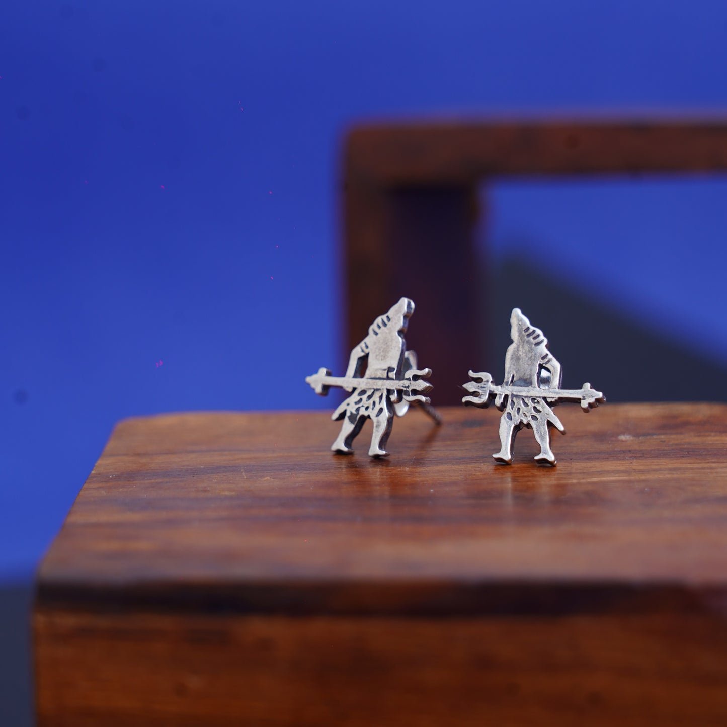 Sterling Silver 925 Standing Shiva earring Studs For Men