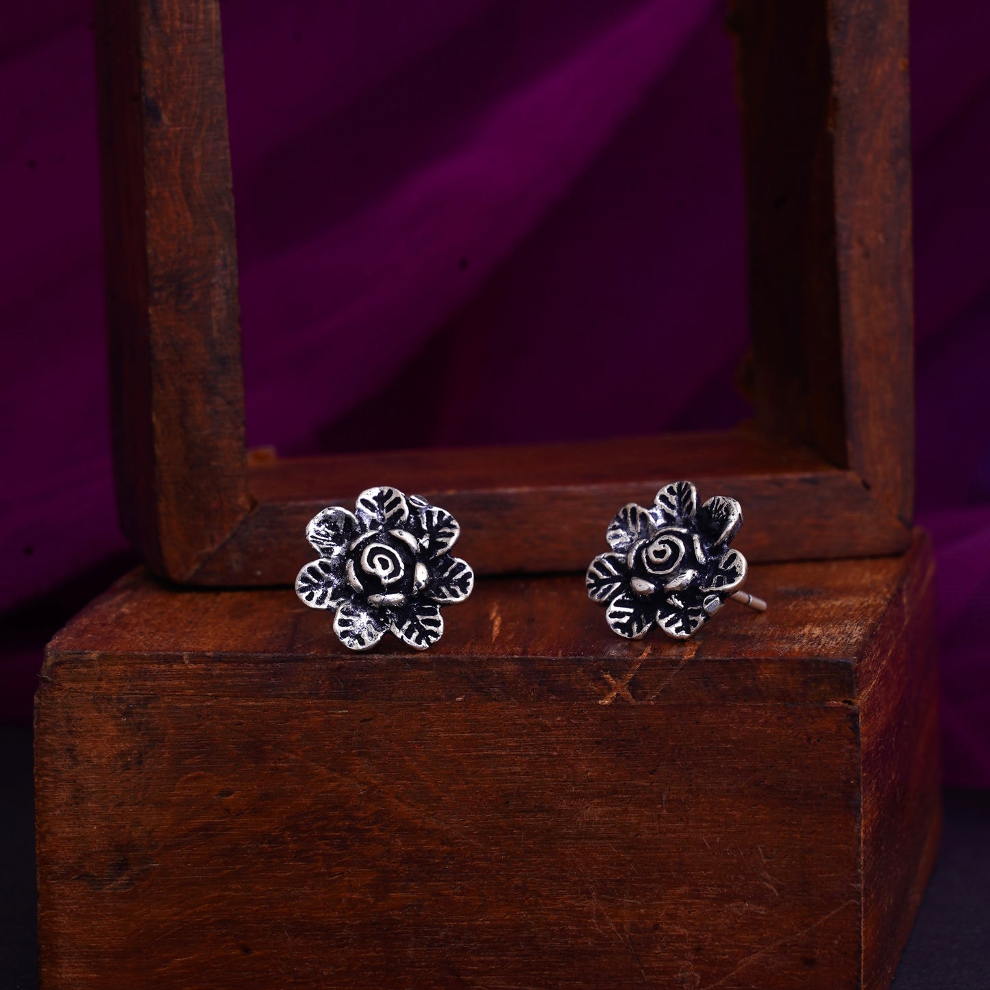 Sterling Silver 925 Hallmarked Flower Earring Studs For women