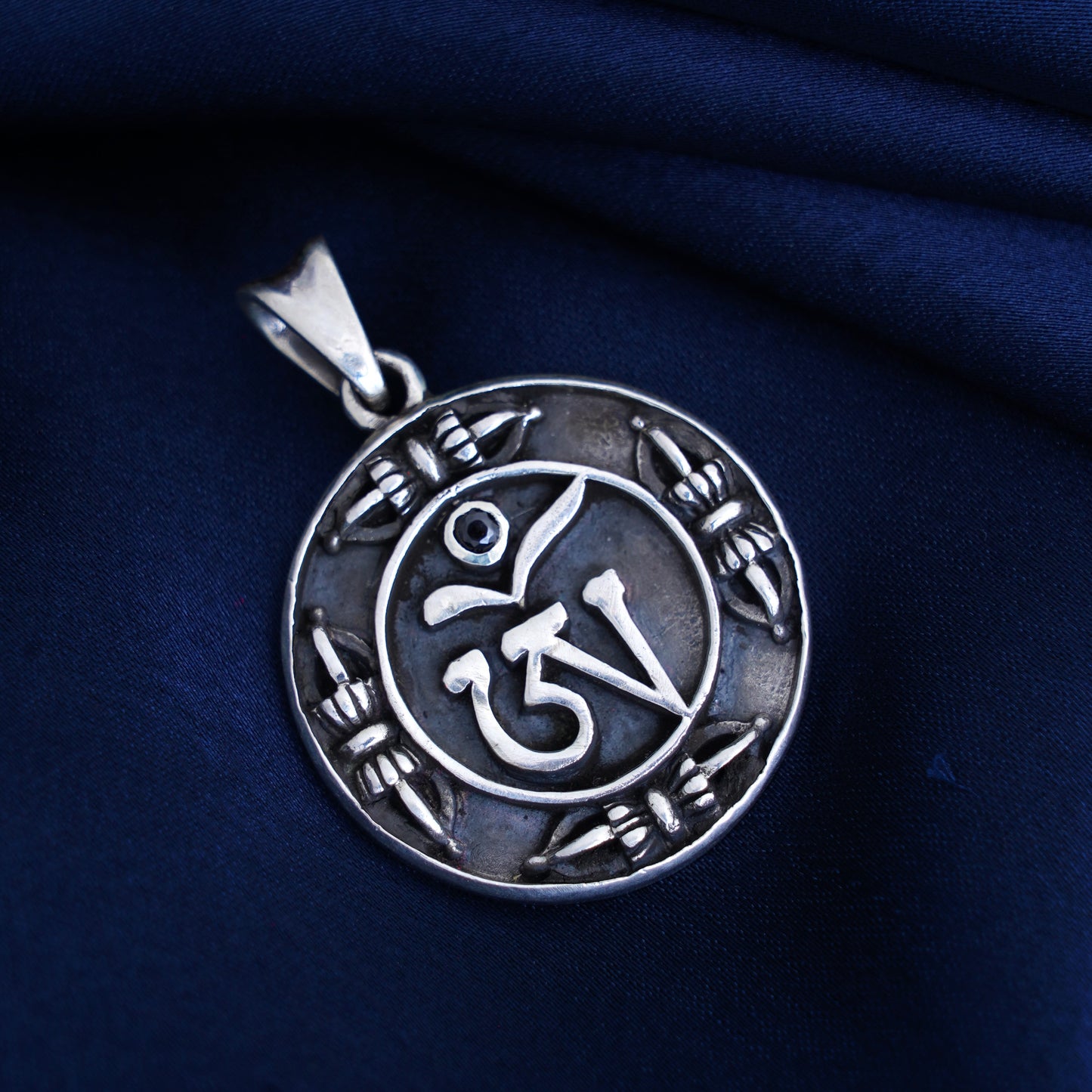 Sterling Silver 925 Vajra Medallion Locket / Pendant For Men