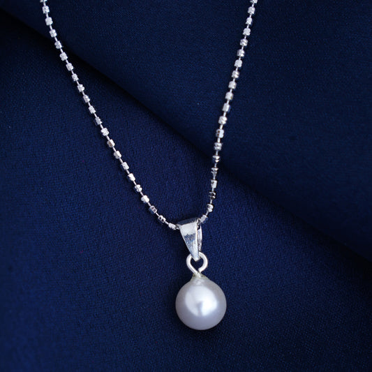 925 Sterling Silver Pearl Pendant Necklace Chain for Women & Girls